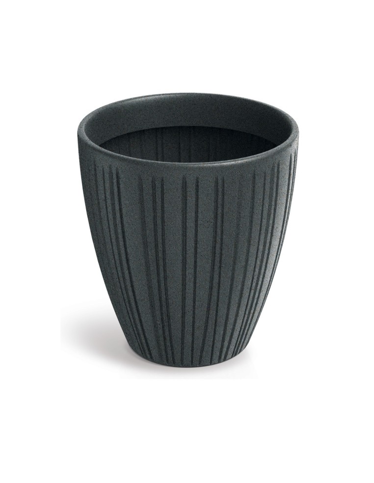 Blumentopf rund Ø30 × 32 cm gerillt, 14 L – Bleigrau | Töpferkönig