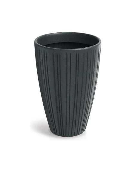 Blumenkübel rund Ø35 × 50 cm gerillt, 30 L – Bleigrau | Töpferkönig