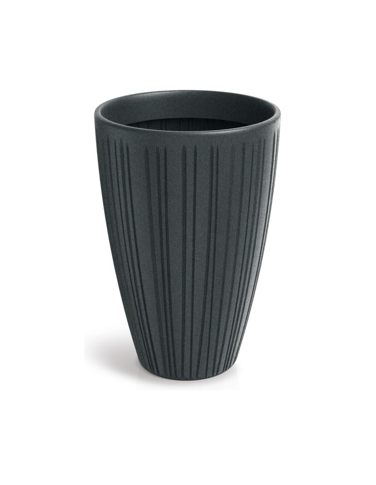 Blumenkübel rund Ø40 × 58 cm gerillt, 45 L – Bleigrau | Töpferkönig