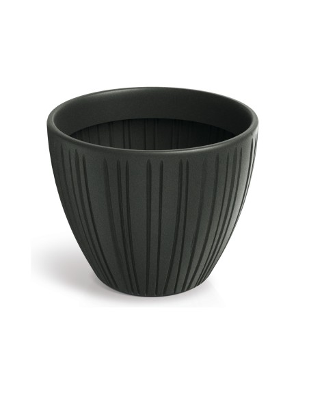 Blumentopf rund Ø48 × 38 cm gerillt, 42 L – Dunkelgrau | Töpferkönig