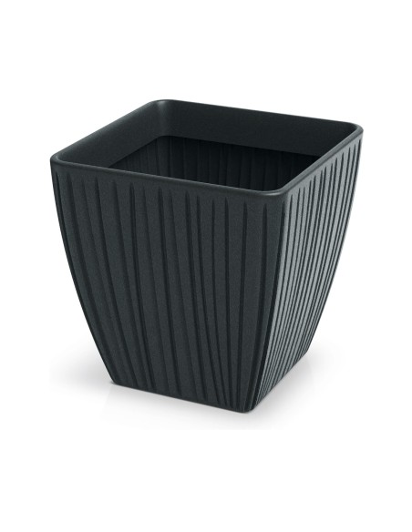 Blumentopf eckig 40 × 40 × 40 cm gerillt, 43 L – Dunkelgrau | Töpferkönig