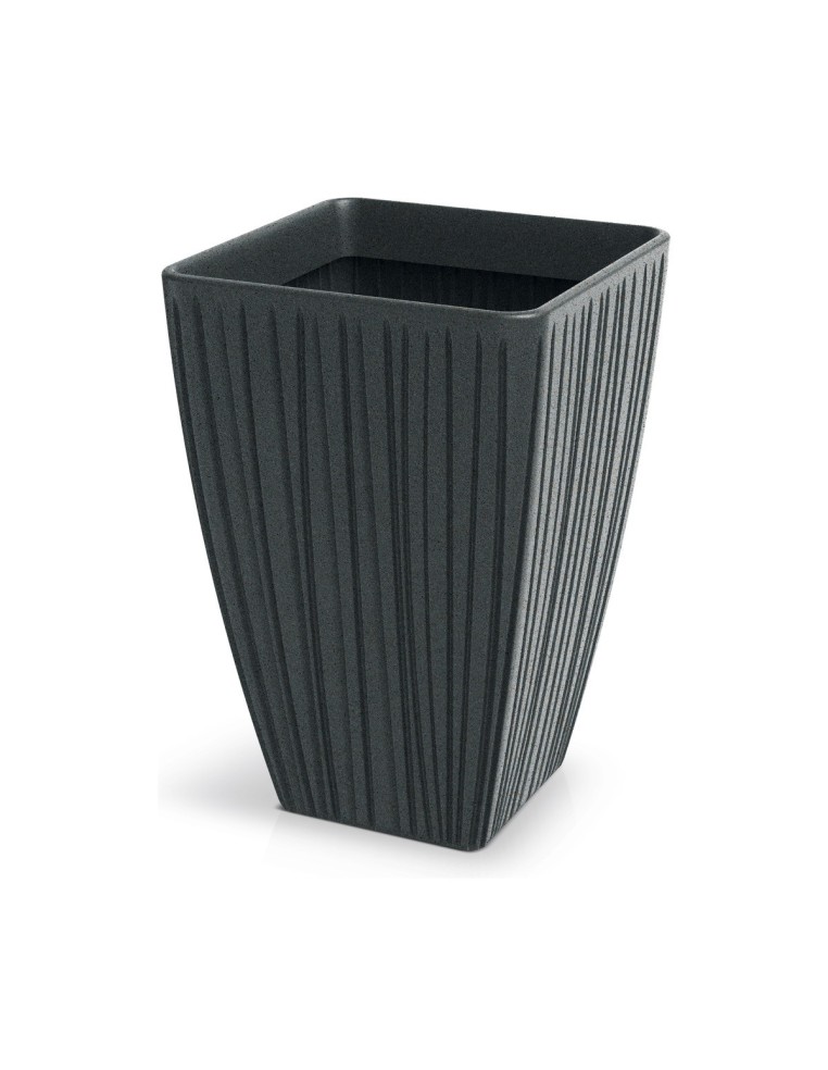 Blumenkübel eckig 40 × 40 × 58 cm gerillt, 60 L – Bleigrau | Töpferkönig