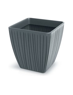Blumentopf eckig 48 × 48 × 48 cm gerillt, 73 L – Betongrau | Töpferkönig