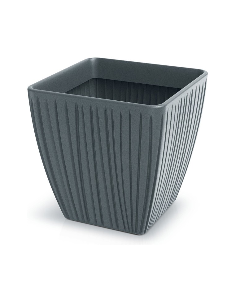 Blumentopf eckig 48 × 48 × 48 cm gerillt, 73 L – Betongrau | Töpferkönig