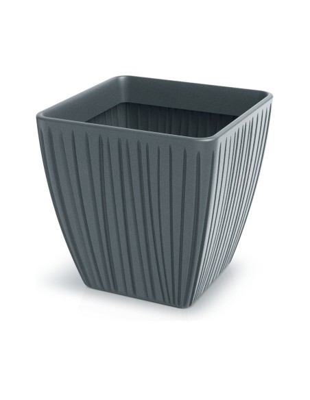 Blumentopf eckig 48 × 48 × 48 cm gerillt, 73 L – Betongrau | Töpferkönig