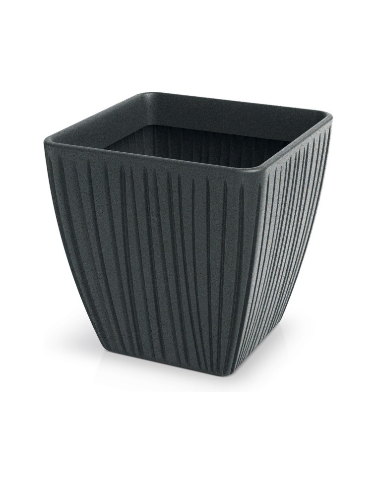 Blumentopf eckig 48 × 48 × 48 cm gerillt, 73 L – Bleigrau | Töpferkönig