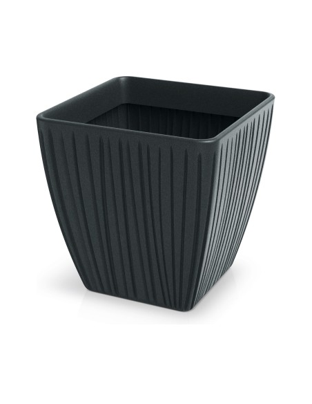 Blumentopf eckig 48 × 48 × 48 cm gerillt, 73 L – Dunkelgrau | Töpferkönig