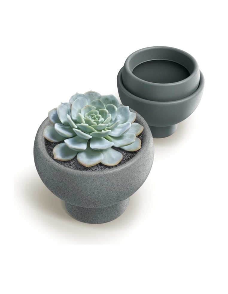 Blumentopf rund Ø26 × 21 cm Steinoptik, 6 L – Granit hell | Töpferkönig