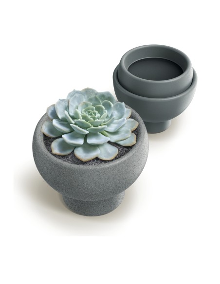 Blumentopf rund Ø26 × 21 cm Steinoptik, 6 L – Granit hell | Töpferkönig