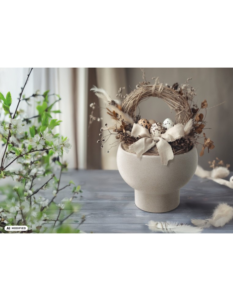 Blumentopf rund Ø30 × 22 cm Steinoptik, 7 L – Sand | Töpferkönig