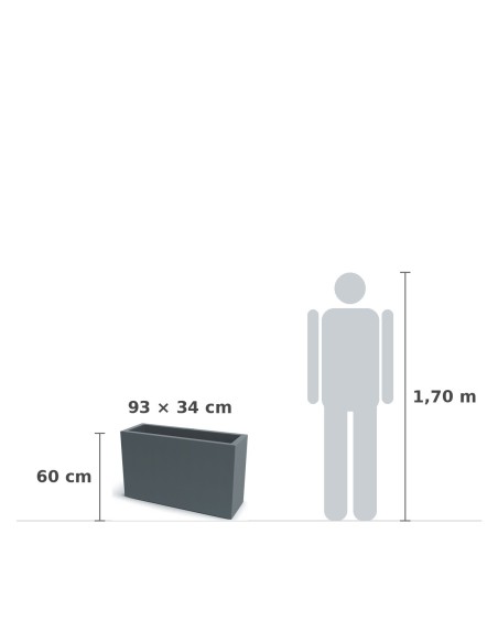 Pflanzkasten 93 × 34 × 60 cm matt, 58 L – Betongrau | Töpferkönig