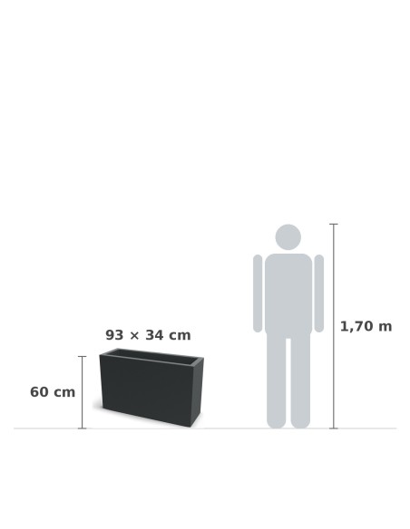Pflanzkasten XXL 93 × 34 × 60 cm matt, 58 L – Dunkelgrau | Töpferkönig