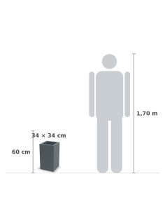 Pflanzkübel eckig 34 × 34 × 60 cm matt, 16 L – Betongrau | Töpferkönig 2