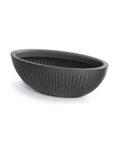 Pflanzschale oval 58 × 24 × 20 cm gerillt, 14 L – Granit-Graphit | Töpferkönig