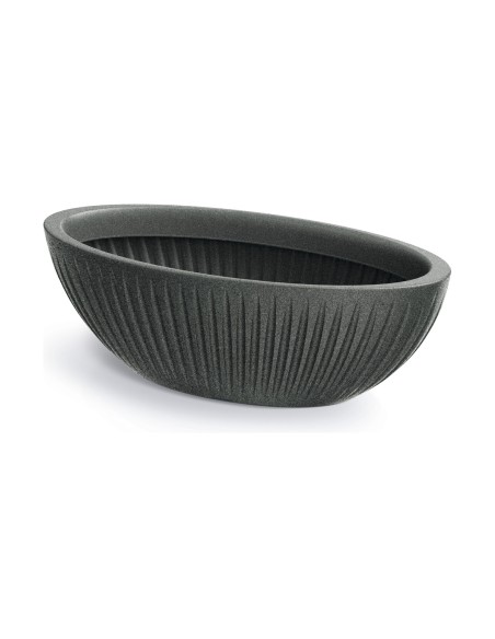 Pflanzschale oval 58 × 24 × 20 cm gerillt, 14 L – Granit-Graphit | Töpferkönig