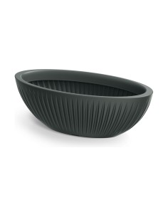 Pflanzschale oval 58 × 24 × 20 cm gerillt, 14 L – Anthrazit | Töpferkönig