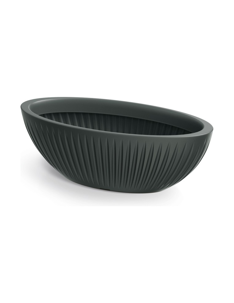 Pflanzschale oval 58 × 24 × 20 cm gerillt, 14 L – Anthrazit | Töpferkönig