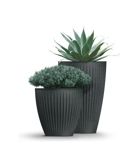 Pflanzschale oval 58 × 24 × 20 cm gerillt, 14 L – Anthrazit | Töpferkönig