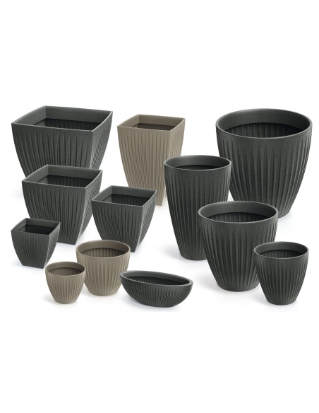 Blumentopf rund Ø30 × 25 cm gerillt, 11 L – Anthrazit | Töpferkönig