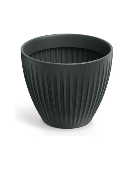Blumentopf rund Ø40 × 33 cm gerillt, 27 L – Anthrazit | Töpferkönig