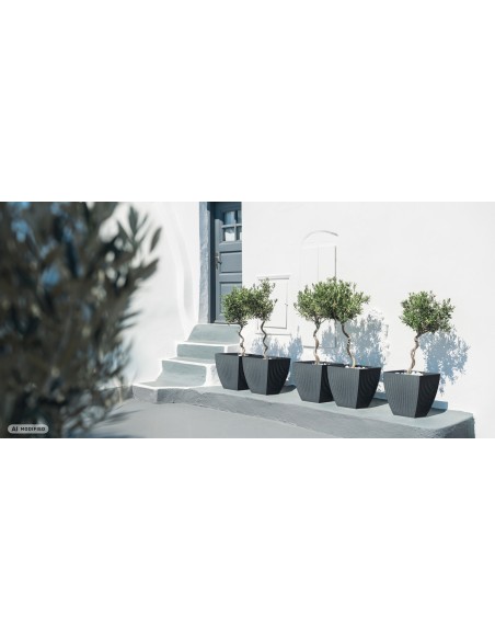 Blumentopf rund Ø40 × 33 cm gerillt, 27 L – Granit-Graphit | Töpferkönig