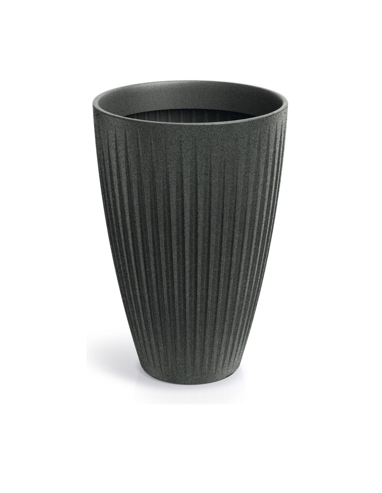 Blumenkübel rund Ø40 × 58 cm gerillt, 47 L – Granit-Graphit | Töpferkönig