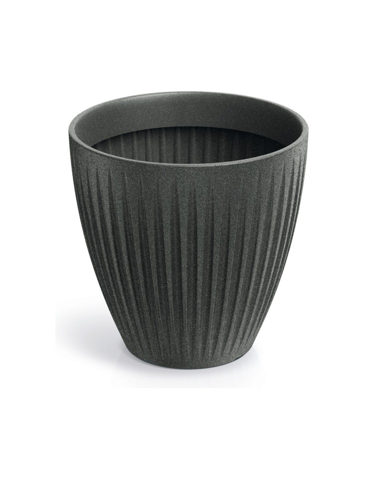 Blumentopf rund Ø40 × 40 cm gerillt, 32 L – Granit-Graphit | Töpferkönig