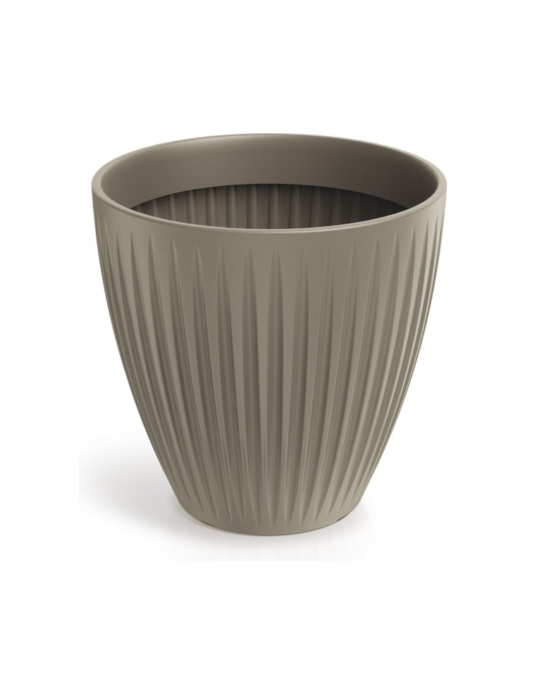 Blumentopf rund Ø48 × 48 cm gerillt, 56 L – Mokka | Töpferkönig