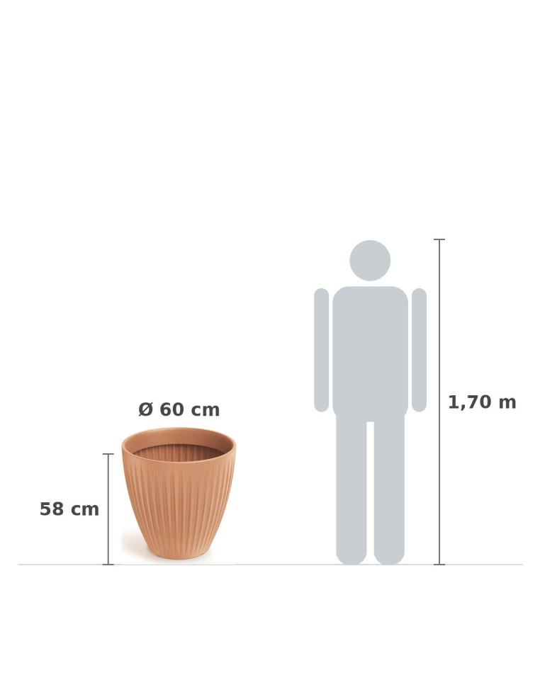 Pflanzkübel rund Ø60 × 58 cm gerillt, 105 L – Terrakotta | Töpferkönig