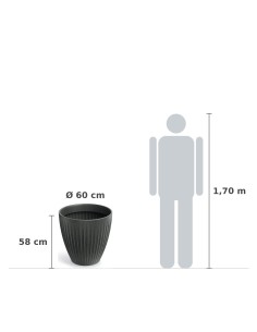 Pflanzkübel rund Ø60 × 58 cm gerillt, 105 L – Granit-Graphit | Töpferkönig 2