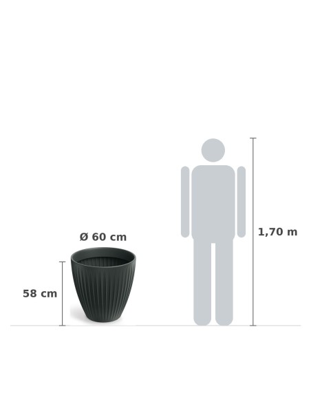 Pflanzkübel rund Ø60 × 58 cm gerillt, 105 L – Anthrazit | Töpferkönig