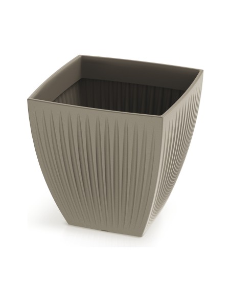 Blumentopf eckig 30 × 30 × 30 cm gerillt, 17 L – Mokka | Töpferkönig