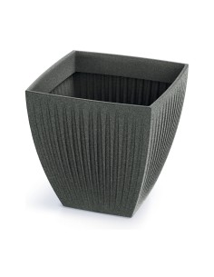 Blumentopf eckig 30 × 30 × 30 cm gerillt, 17 L – Granit-Graphit | Töpferkönig