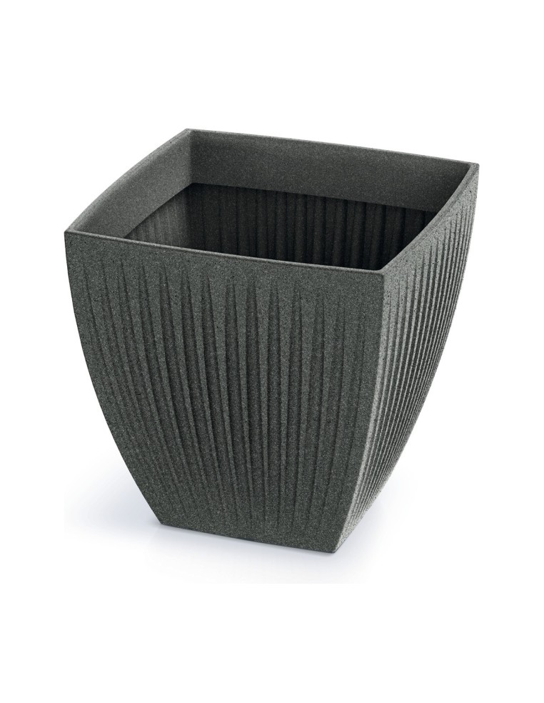 Blumentopf eckig 30 × 30 × 30 cm gerillt, 17 L – Granit-Graphit | Töpferkönig