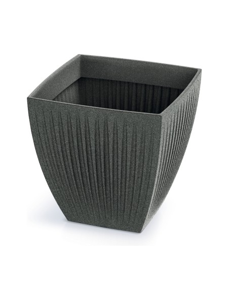 Blumentopf eckig 30 × 30 × 30 cm gerillt, 17 L – Granit-Graphit | Töpferkönig