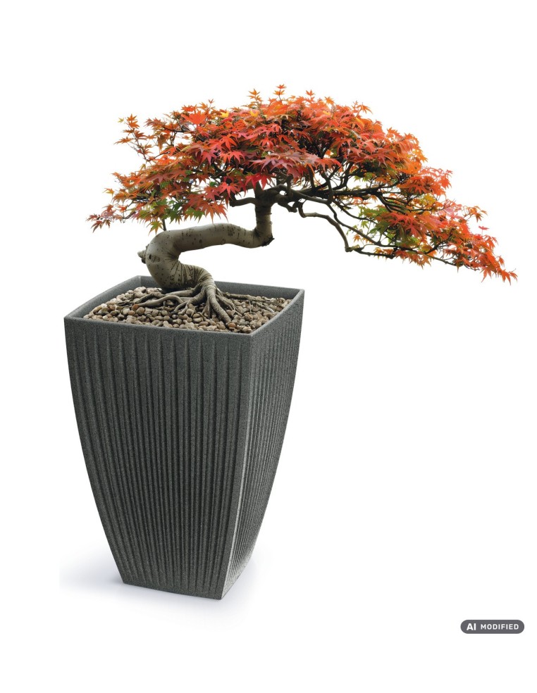 Blumentopf eckig 30 × 30 × 30 cm gerillt, 17 L – Granit-Graphit | Töpferkönig