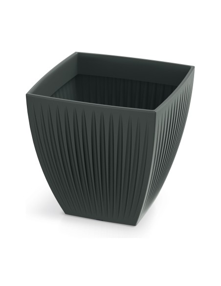 Blumentopf eckig 30 × 30 × 30 cm gerillt, 17 L – Anthrazit | Töpferkönig