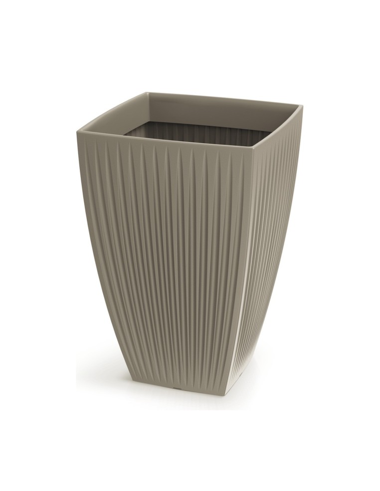 Blumenkübel eckig 40 × 40 × 58 cm gerillt, 59 L – Mokka | Töpferkönig