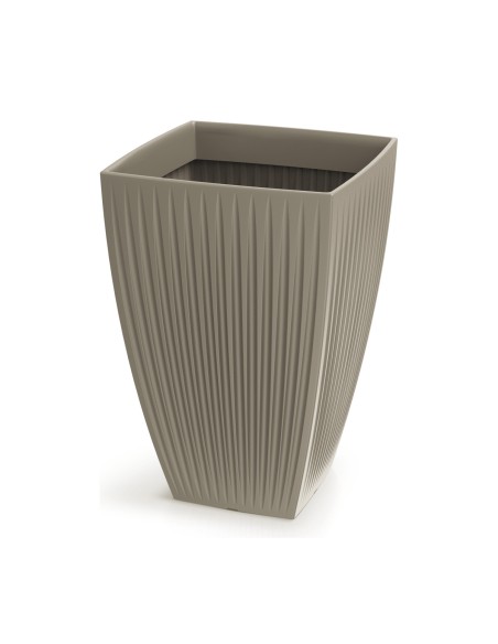 Blumenkübel eckig 40 × 40 × 58 cm gerillt, 59 L – Mokka | Töpferkönig