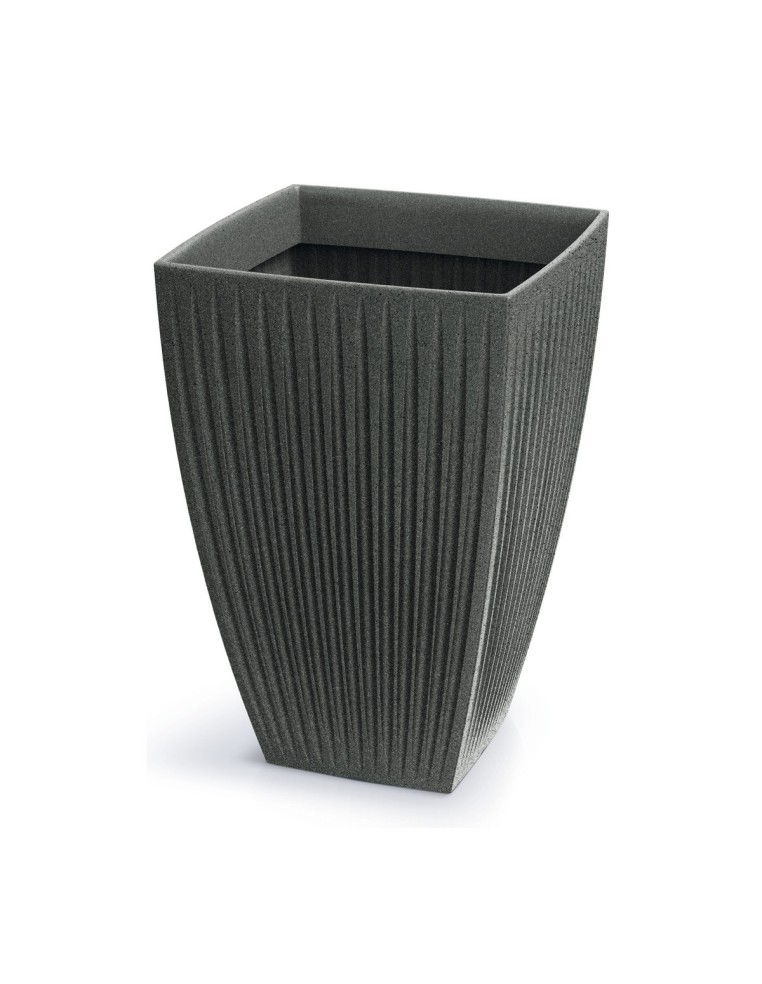Blumenkübel eckig 40 × 40 × 58 cm gerillt, 59 L – Granit-Graphit | Töpferkönig