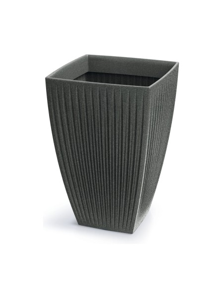 Blumenkübel eckig 40 × 40 × 58 cm gerillt, 59 L – Granit-Graphit | Töpferkönig