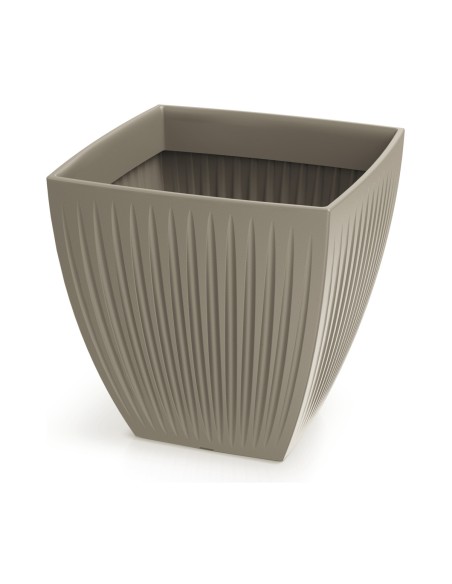Blumentopf eckig 48 × 48 × 48 cm gerillt, 69 L – Mokka | Töpferkönig