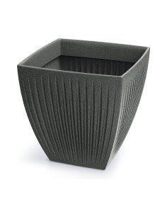 Blumentopf eckig 48 × 48 × 48 cm gerillt, 69 L – Granit-Graphit | Töpferkönig