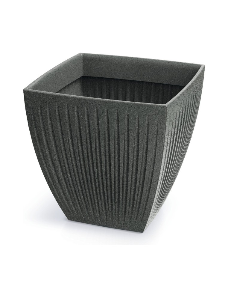 Blumentopf eckig 48 × 48 × 48 cm gerillt, 69 L – Granit-Graphit | Töpferkönig