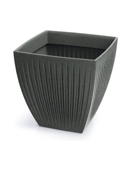 Blumentopf eckig 48 × 48 × 48 cm gerillt, 69 L – Granit-Graphit | Töpferkönig