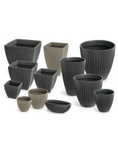 Blumentopf eckig 48 × 48 × 48 cm gerillt, 69 L – Anthrazit | Töpferkönig 2