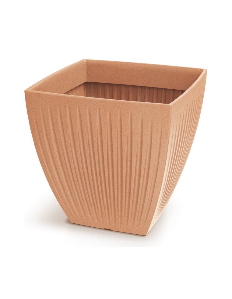 Pflanzkübel eckig 60 × 60 × 58 cm gerillt, 130 L – Terrakotta | Töpferkönig