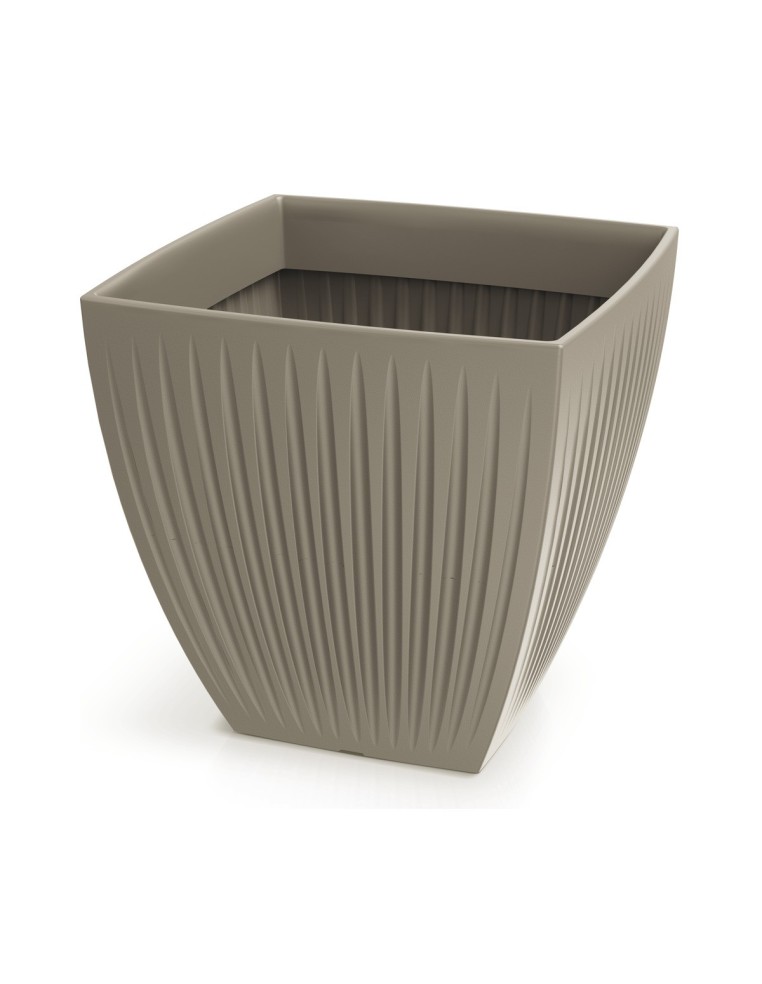 Pflanzkübel eckig 60 × 60 × 58 cm gerillt, 130 L – Mokka | Töpferkönig