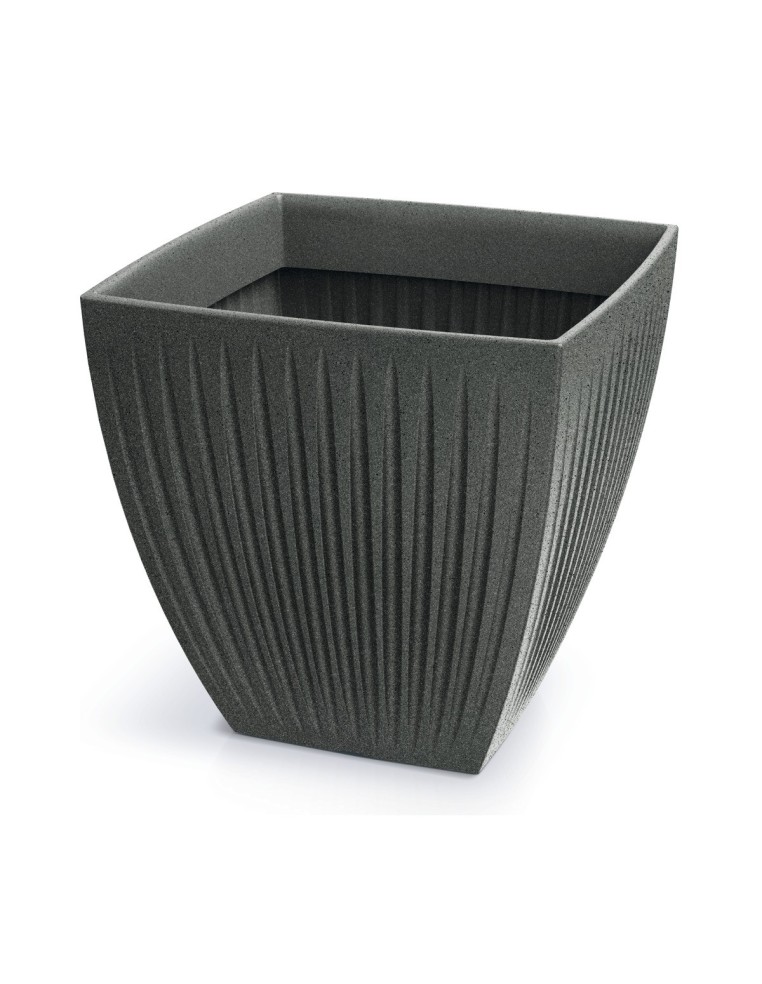 Pflanzkübel eckig 60 × 60 × 58 cm gerillt, 130 L – Granit-Graphit | Töpferkönig