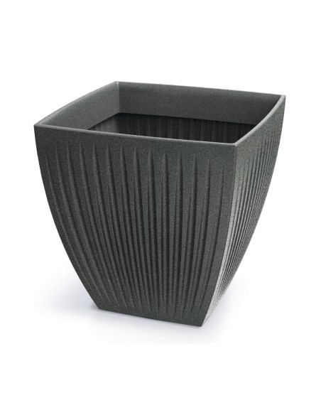 Pflanzkübel eckig 60 × 60 × 58 cm gerillt, 130 L – Granit-Graphit | Töpferkönig